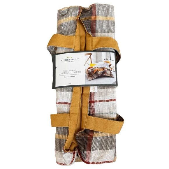 Threshold Reversible Plaid Casserole Carrier Machine Washable. Baking. NEW. - Picture 1 of 5
